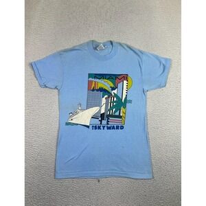Vintage Miami MS Skyward Shirt Mens Medium Blue Cruise Ship Graphic Souvenir 80s